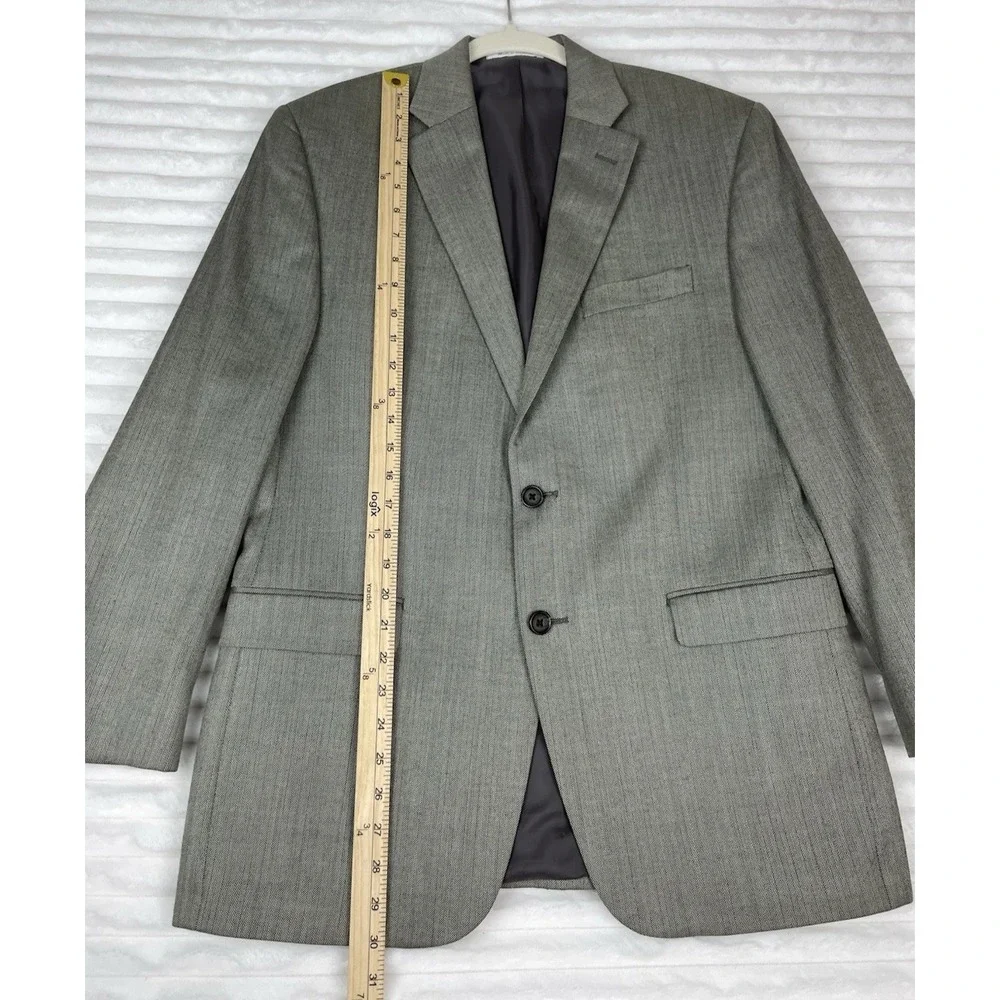 Lauren Ralph Lauren Silk Wool Suit Coat Jacket Men's 40R Beige/Brown Herringbone